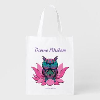 Lotus Flower Owl Grocery Bag