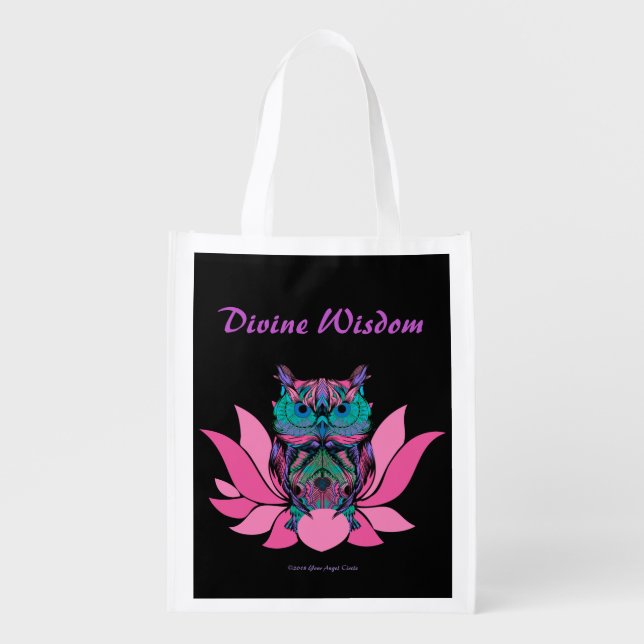 Lotus Flower Owl Grocery Bag (Front)