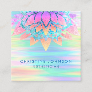 lotus flower pastel colors esthetician square business card