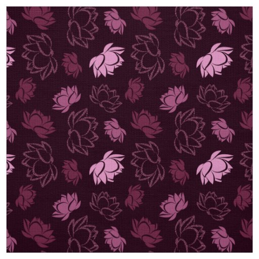 Lotus Flower Pattern in Burgundy color Fabric
