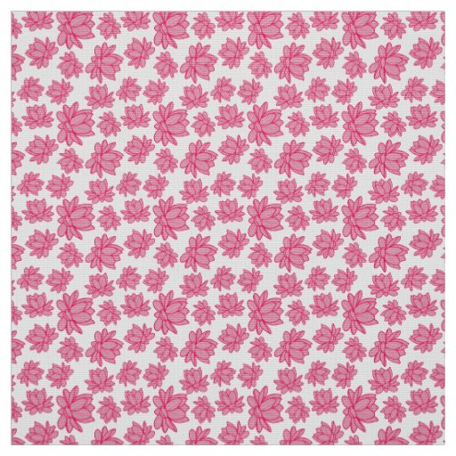 Lotus Flower Pattern in Pink Color Fabric