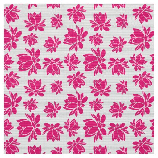 Lotus Flower Pattern in Pink Color Fabric