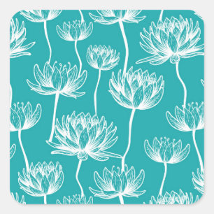Lotus Flower pattern Square Sticker