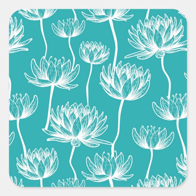 Lotus Flower pattern Square Sticker (Front)