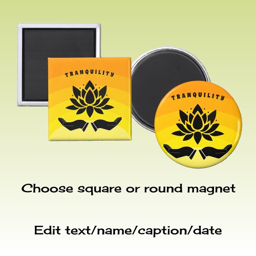 Lotus flower peaceful silhouette yellow orange magnet
