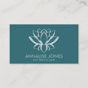 Lotus Flower - Pearl Powder Blue Green Business Card