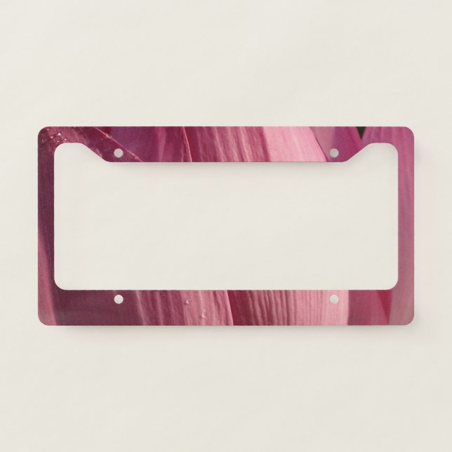Lotus Flower Petals Pink Floral License Plate Frame (Front)
