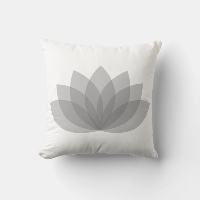Lotus Flower Pillow in White and Grey (Front)