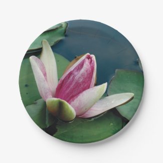 Lotus Flower Pink Blossom Custom Paper Plates 7 in