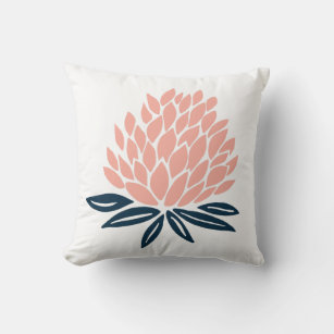 Lotus Flower Pink Blue Zen Throw Pillow