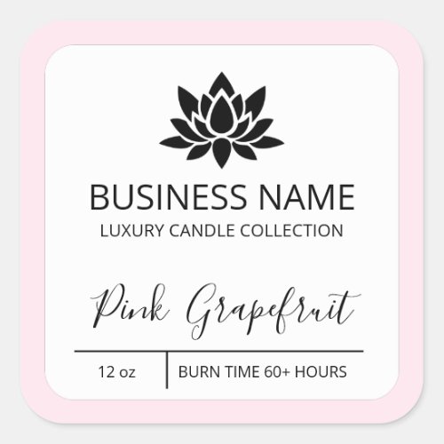 Lotus Flower Pink Border Soy Candle Product Labels