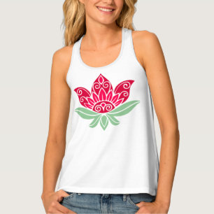 Lotus Flower Pink White Tank Top