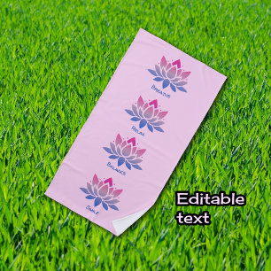 Lotus flower pink your text beach towel
