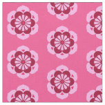 Lotus Flower Print, Fuchsia Pink and Burgundy   Fabric
