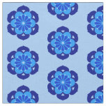 Lotus Flower Print, Indigo and Light Blue  Fabric