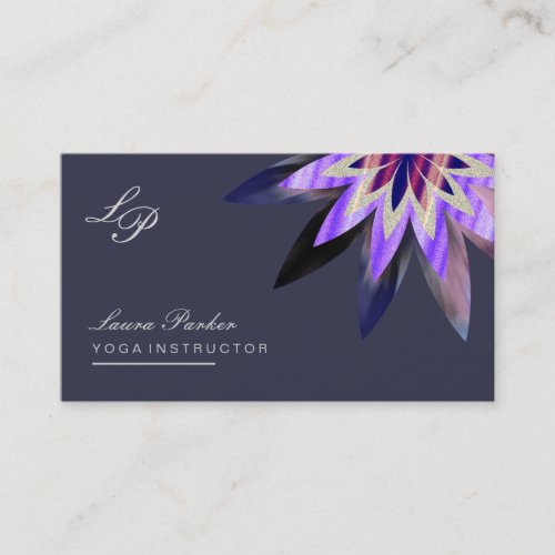 Lotus Flower Purple Logo Healing Therapy Yoga Business Card