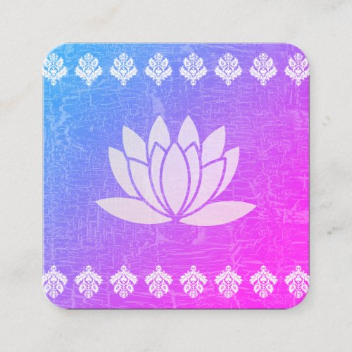 Lotus Flower Purple Marbled Ornate Pattern Square Business Card