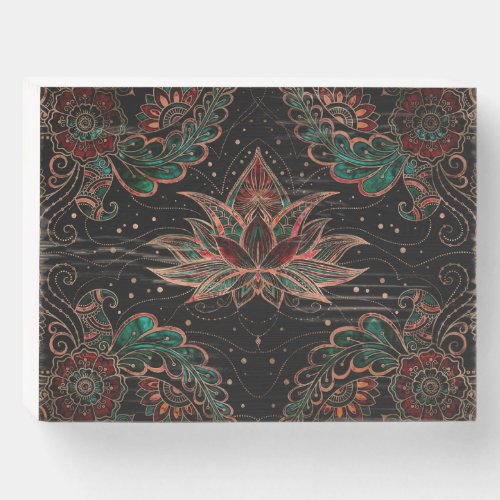 Lotus flower _ Red Marble and Malachite Wooden Box Sign