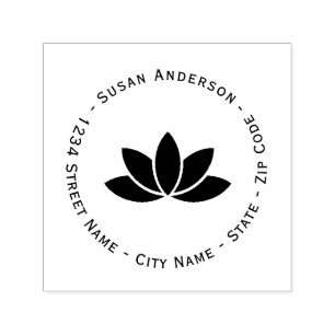 Lotus Flower Return Address Self-inking Stamp
