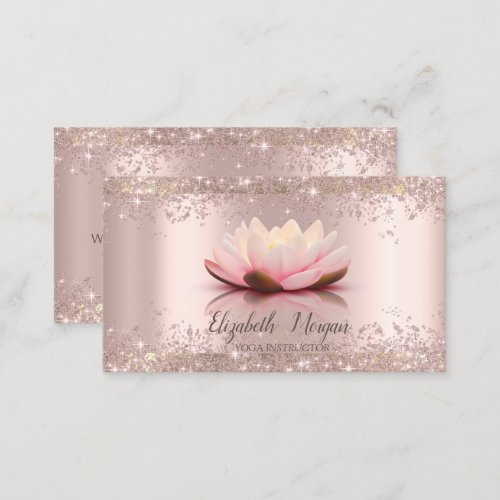 Lotus Flower Rose Gold Glitter Dust Yoga  Business Card