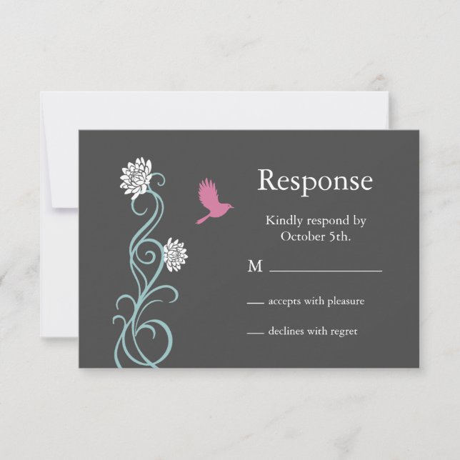 Lotus Flower RSVP (gray) Card (Front)