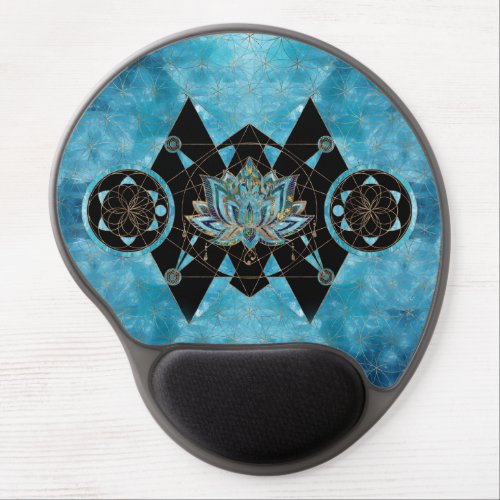 Lotus flower _ Sacred Geometry _ Blue Crystal Gel Mouse Pad