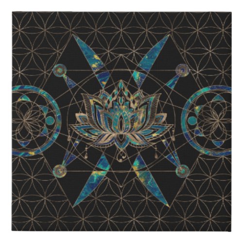 Lotus flower _ Sacred Geometry Faux Canvas Print