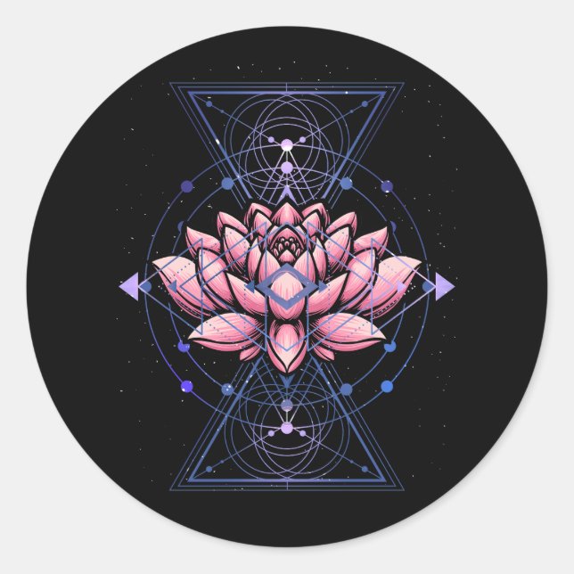 Lotus Flower Sacred Geometry Yoga Meditation Spiri Classic Round Sticker (Front)