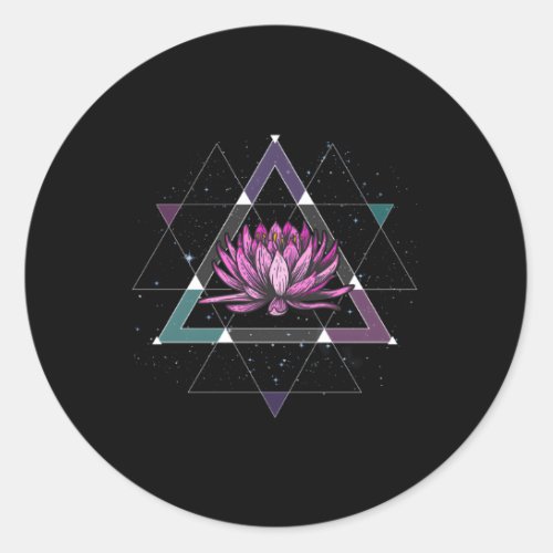 Lotus Flower Sacred Geometry Yoga Meditation Spiri Classic Round Sticker
