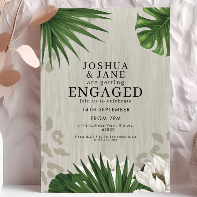 Lotus Flower Safari Leopard Print Engagement  Invitation (Creator Uploaded)
