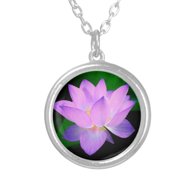 Lotus Flower Silver Plated Necklace (Front)