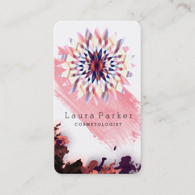 Lotus Flower Splatter Yoga Meditation Holistic Business Card (Front)