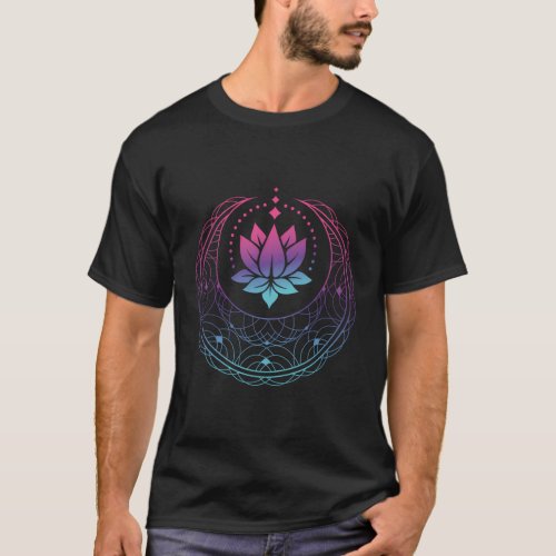 Lotus Flower Stargazer Bohemian Aesthetic Crescent T_Shirt