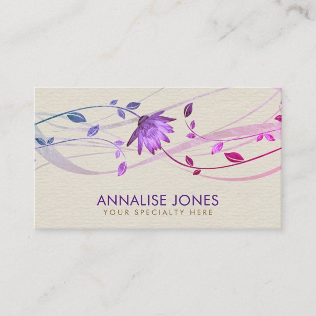 Lotus Flower Swirl  on Canvas Business Card (Front)