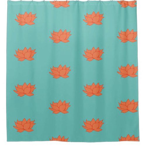 Lotus Flower Teal Shower Curtain