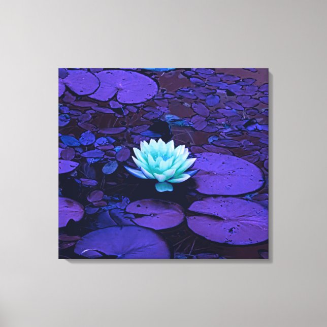 Lotus Flower Turquoise Purple Pond Zen Canvas Print (Front)
