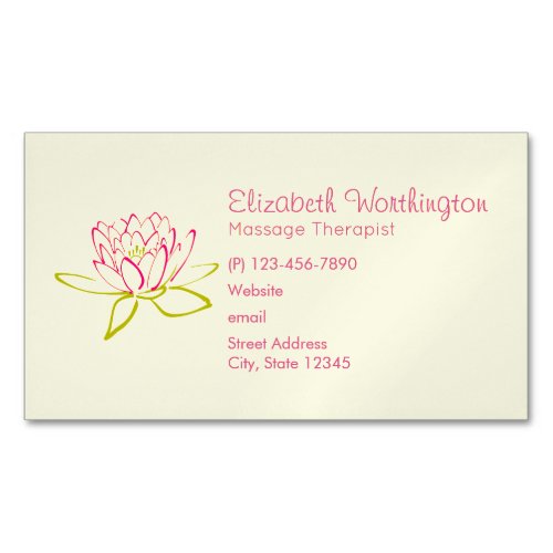 Lotus Flower  Water Lily Illustration Business Card Magnet