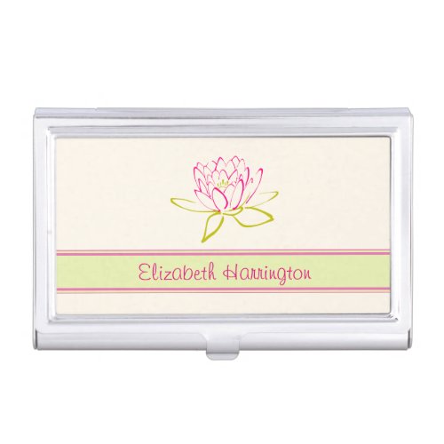 Lotus Flower  Water Lily Illustration Case For Business Cards