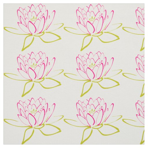 Lotus Flower / Water Lily Illustration Fabric