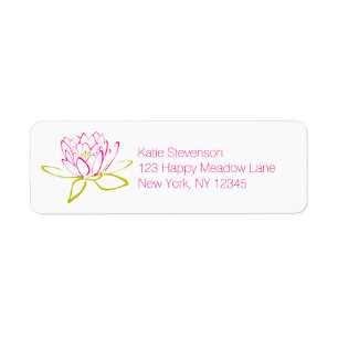 Lotus Flower / Water Lily Illustration Label