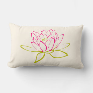 Lotus Flower / Water Lily Illustration Lumbar Pillow