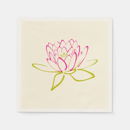 Lotus Flower  Water Lily Illustration Paper Napkins