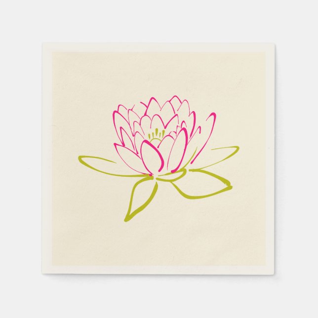 Lotus Flower / Water Lily Illustration Paper Napkins (Front)