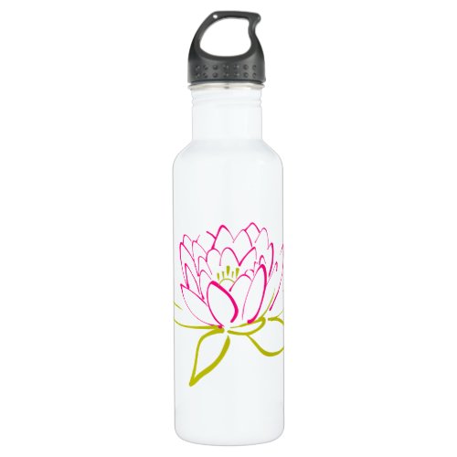 Lotus Flower  Water Lily Illustration Stainless Steel Water Bottle