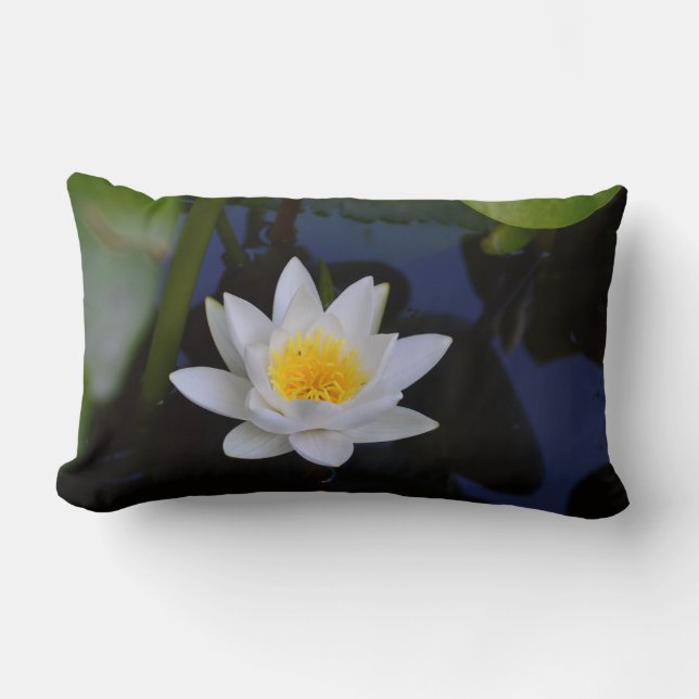 Lotus Flower Water Lily Lumbar Pillow (Front)