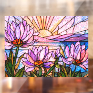 Lotus Flower Water Lily Pink Purple Orange Sunset Window Cling