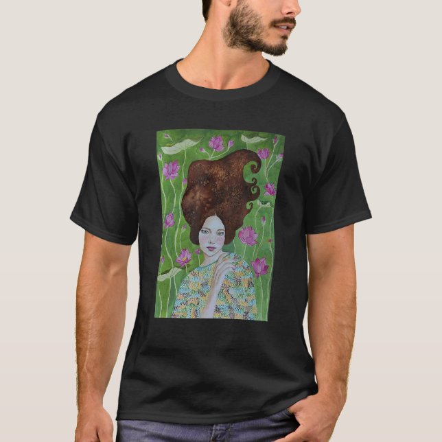 Lotus Flower Water Lily Watercolor Woman T-Shirt (Front)