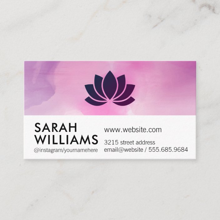 Lotus Flower | Watercolor Business Card | Zazzle.com