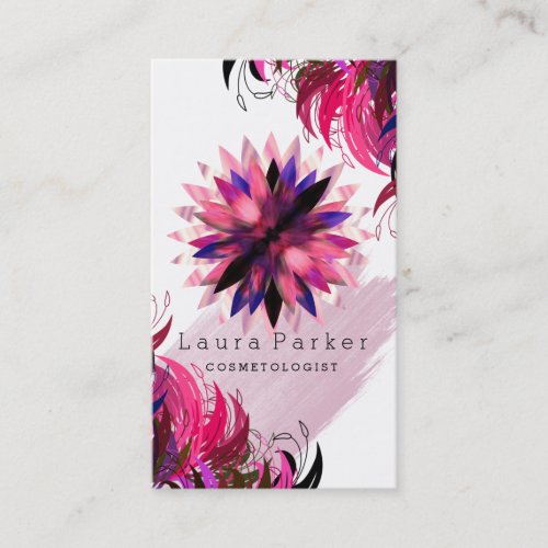 Lotus Flower Watercolor Floral Yoga Holistic Spa Business Card