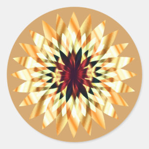Lotus Flower Watercolor Gold Logo Healing Yoga Classic Round Sticker